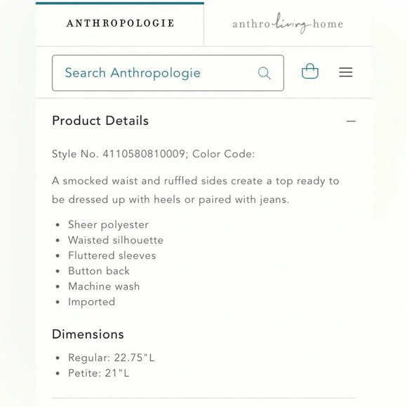 FEATHERBONE by ANTHROPOLOGIE NWOT Allegra Smocked Blouse - Picture 9 of 9